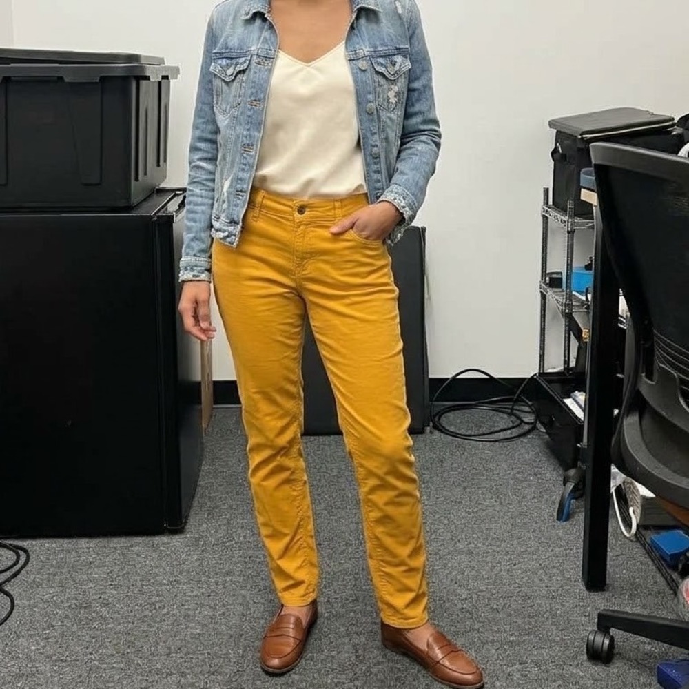 Loft Modern Skinny Pants Womens 8 Mustard Yellow Excellent Stretch Chino 283396